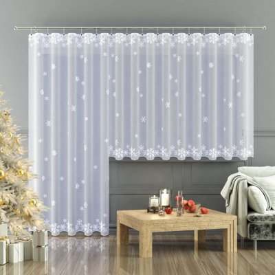 Forbyt Žakárová záclona WINTER zimní, vánoční vzor, s bordurou, bílá, výška 140cm (v metráži) – Zboží Dáma