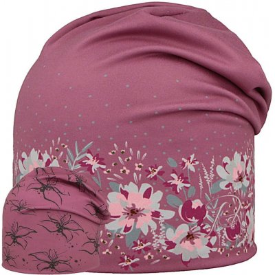 RDX Funkční čepice dlouhá oboustranná Louka květiny růžová – Zboží Dáma