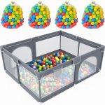 iMex Kids Dětská ohrádka 200 x 180 cm šedá + 400 ks míčků 7 cm – Zboží Dáma