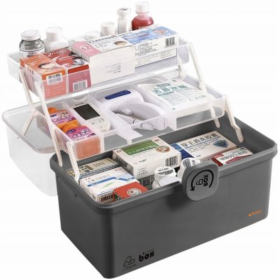 Ruhhy 24499 Organizér na léky 32 × 22,5 × 19 cm šedé – Zboží Dáma