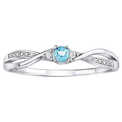 SILVEGO Stříbrný prsten s pravým modrým Topazem a Brilliance Zirconia JJJR1100TS