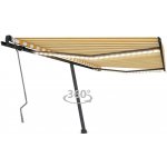 VidaXL Ručně zatahovací markýza s LED světlem 450 x 300 cm žlutobílá – Zboží Mobilmania
