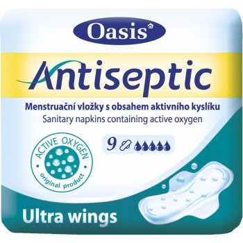 Oasis Antiseptic Ultra Wings intimní vložky s obsahem aktivního kyslíku 9 ks