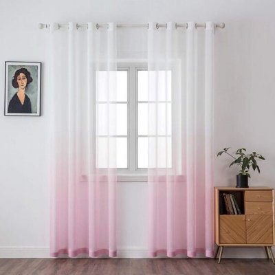 MIULEE Voálové závěsy s přechodem a očky, sada 2 kusů, bílo-růžové, 140x145 cm, V 145 x Š 140 cm – Hledejceny.cz