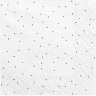 Partydeco ubrousky bílé se zlatými puntíky 33x33cm 20ks – Hledejceny.cz