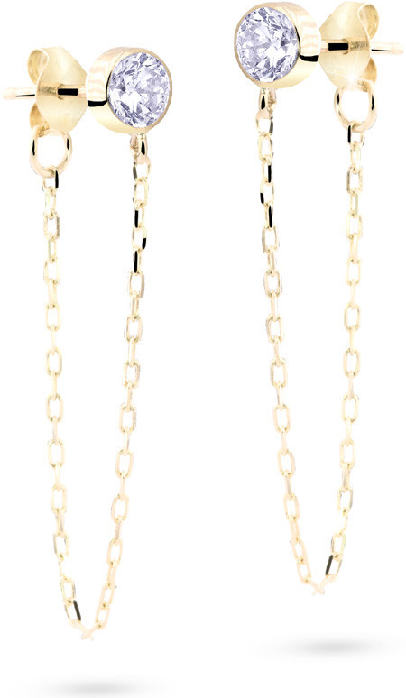 Cutie Jewellery zlaté visací náušnice s řetízkem Z5025Z
