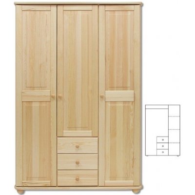 Nábytek z lesa Šatní skříň Country 3+3P SF101 masiv borovice 125 x 190 x 60 cm – Sleviste.cz