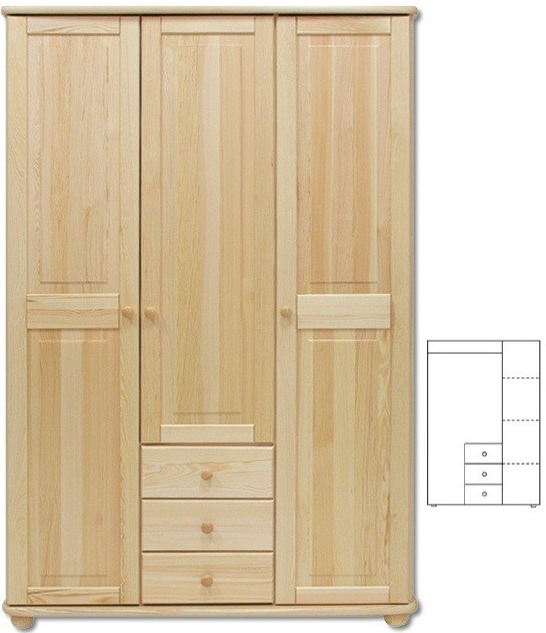 Nábytek z lesa Šatní skříň Country 3+3P SF101 masiv borovice 125 x 190 x 60 cm