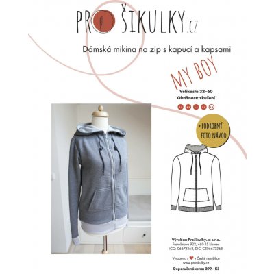 Dámská mikina na zip MY BOY | 32-60 - Česky – Sleviste.cz