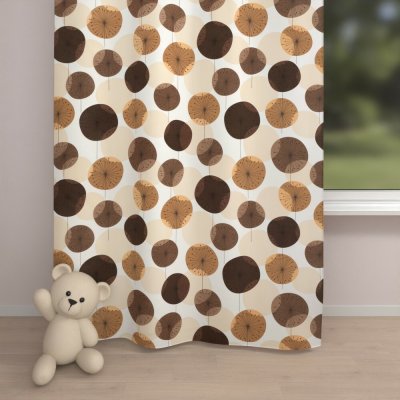 Biante Dětský bavlněný závěs Sandra SA-488 Hnědo-béžové designové pampelišky 150x150 cm – Hledejceny.cz