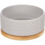 Keramická miska FLAMINGO Bianco s bambusovým podstavcem 16,1 x 6,6 x 7,7 cm 990 ml – Zboží Mobilmania