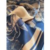 Šátek hedvábný šátek černo-zlatý s květy v dárkovém balení