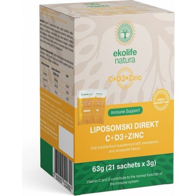 Ekolife Natura Liposomal Direkt C+D3+Zinc 21 sáčků ananas – Hledejceny.cz