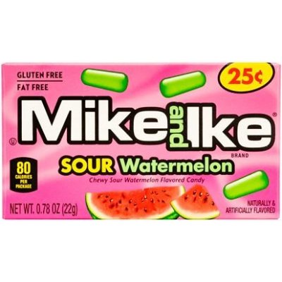 Mike and Ike žvýkací bonbonky s příchutí kyselého vodního melounu 22 g