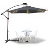 Zahradní slunečník Yakimz 3,5m slunečník UV40+ Camping Pendulum Pavilion LED Solar Garden Umbrella Šedá