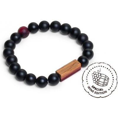 BeWooden unisex korálkový náramek Red Wine Bracelet B32 černý