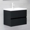 Koupelnový nábytek Nábytek XL Skříňka se zápustným umyvadlem černá kompozitní dřevo