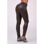 Nebbia Leather Look Bubble Butt kalhoty 538 hnědé – Zboží Dáma