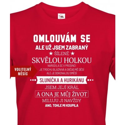Bezvatriko pánské tričko k narozeninám Už jsem zabraný červená – Hledejceny.cz