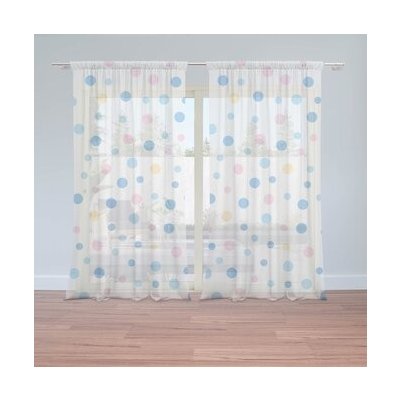 Sablio Záclony Barevné puntíky na bílé: 2ks 150x250cm – Hledejceny.cz