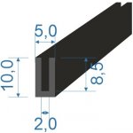 00535301 Pryžový profil tvaru "U", 10x5/2mm, 70°Sh, EPDM, -40°C/+100°C, černý | Zboží Auto