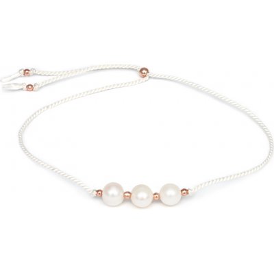 Agato Krásný šňůrkový náramek na nohu s perlami HE03N3RG-WH – Zboží Dáma