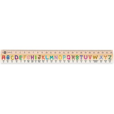 Metrie Didakt-M07 Dřevěné pravítko s potiskem Alphabet 25 cm – Zboží Živě