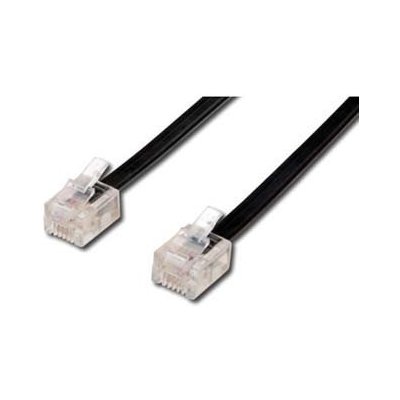 Telefonní kabel 4 žíly, RJ11 samec - RJ11 samec, 6 m, černý, pro ADSL modem, economy – Zboží Živě