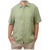 Pánská Košile Evei lněná košile s krátkým rukávem zelená
