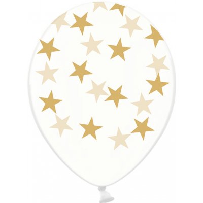 PartyDeco Balonek latex průhledný hvězdy zlaté 30 cm – Zboží Dáma