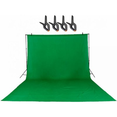 FILM-TECHNIKA Konstrukce na fotografické plátno ze 100% bavlny 3x4m + zelené foto pozadí + 4 x svorky – Zboží Mobilmania