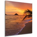 Skleněný obraz 1D - 50 x 50 cm - Pacific sunrise at Lanikai beach in Hawaii Pacifik východ slunce na pláži Lanikai na Havaji – Hledejceny.cz