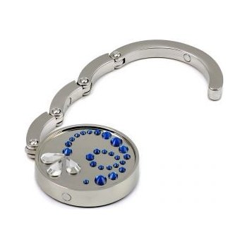 Háček na kabelku Swarovski Elements květinka tm.modrá