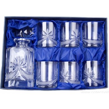 Onte Crystal Whisky set se skleničkami Mašle Dárkové balení Láhev 6 Ks 330ml