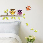 Crearreda 3D samolepicí pěnová dekorace na zeď malé sovy 59510 Little Owls (15 x 31 cm) – Sleviste.cz