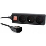 GEMBIRD prodlužovačka 3FR/10A/C14, 0,6m, černá, EG-PSU3F-01 – Sleviste.cz