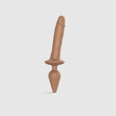 Strap on me Swith Realistic XXL silikonové dildo 2v1 tmavě přírodní – Zboží Mobilmania