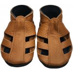 Ebooba kožené capáčky s koženou podrážkou sandále černohnědé černá – Zboží Dáma