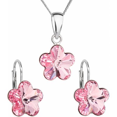 Pavona sada s krystaly Swarovski náušnice a přívěšek růžová kytička 39143.3 rose – Zboží Mobilmania