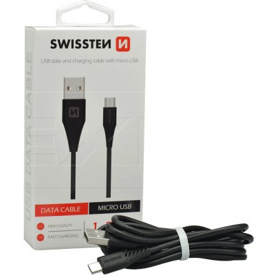 Swissten 71504301 USB 2.0, zástrčka A - zástrčka micro B, konektor 6,5mm, 1,5m, černý – Zbozi.Blesk.cz