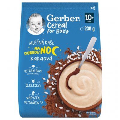 Gerber Cereal for Baby Mléčná kaše na dobrou noc kakaová 230 g – Zboží Dáma