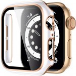 AW Lesklé prémiové ochranné pouzdro s tvrzeným sklem pro Apple Watch Rozteč: 40mm, Bílé tělo / zlatý obrys IR-AWCASE014 – Zboží Živě