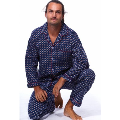 Pyžamo pro muže z flanelu 1PF0078 modré – Zboží Mobilmania