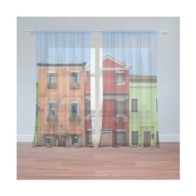 Sablio Záclony Domky: 2ks 150x250cm – Hledejceny.cz