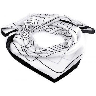 Stoklasa Saténový šátek s geometrickými vzory 1 bílá – Zboží Mobilmania