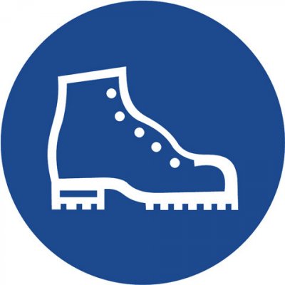 Značka Použij bezpečnostní obuv!, samolepicí fólie, Ø 100 mm – Zboží Mobilmania