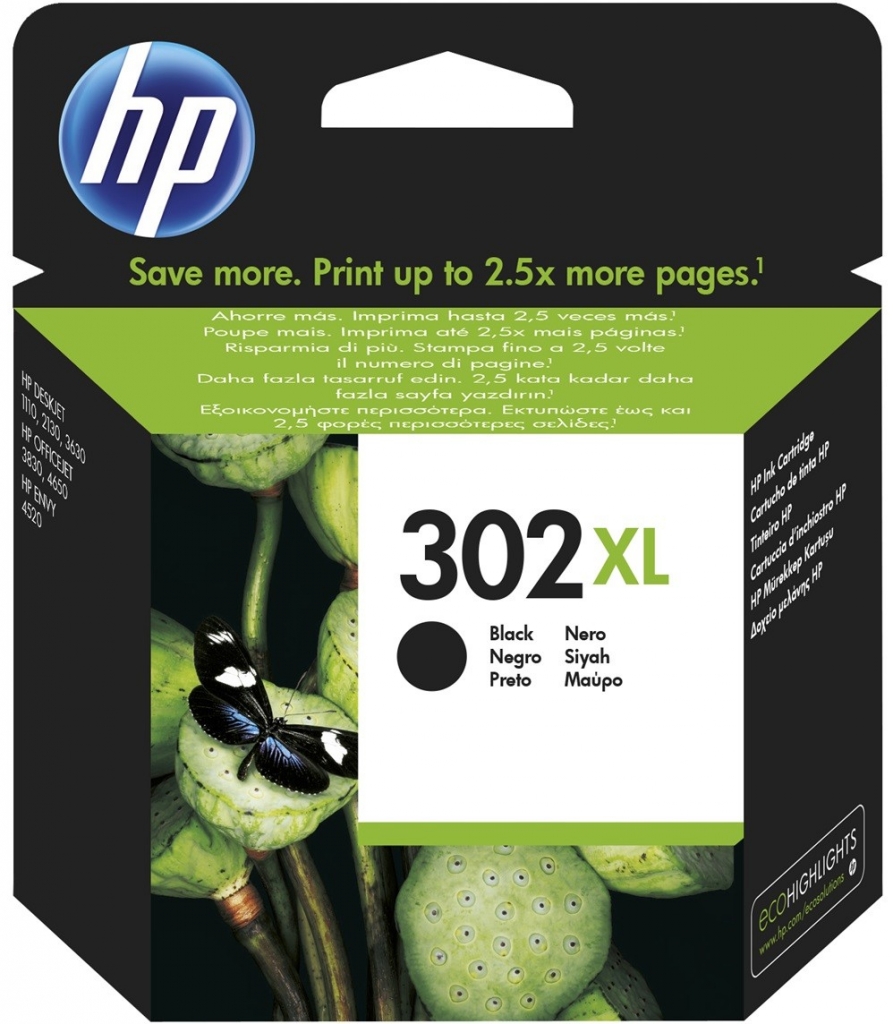 HP 302XL originální inkoustová kazeta černá F6U68AE