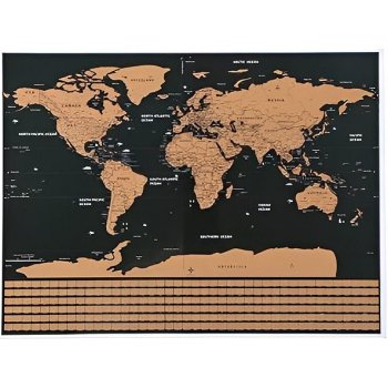Malatec Velká stírací mapa světa s vlajkami Deluxe 82 × 59 cm černá