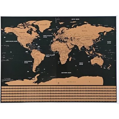 Malatec Velká stírací mapa světa s vlajkami Deluxe 82 × 59 cm černá – Sleviste.cz
