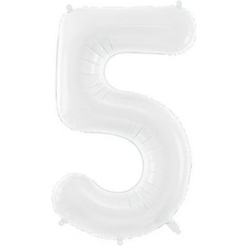 PartyDeco Balónek fóliový narozeninové číslo 5 bílý 86 cm